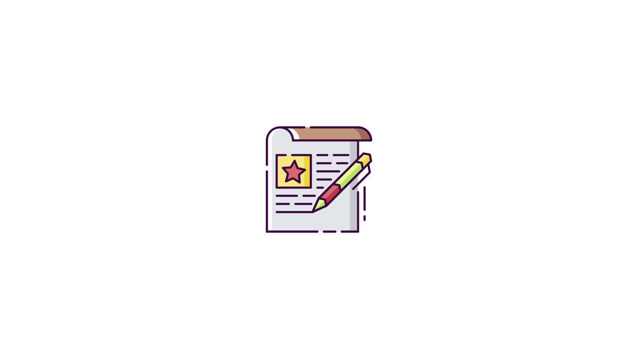 Animated Document with Star and Pencil Writing