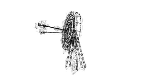 archery target. arrows hit round target goal concept. wireframe low poly mesh technology