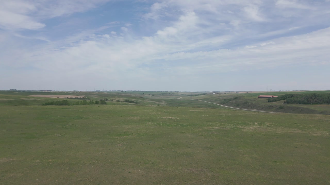 Alberta prairie land from the sky in summer