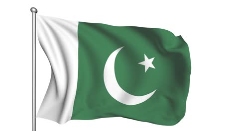 bandera de pakistán en el viento (canal alfa, semitransparente, en bucle)
