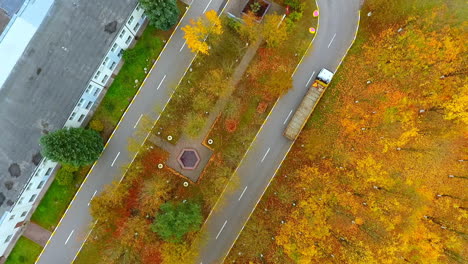 sky view industrial road. autumn road near industry building. road landscape