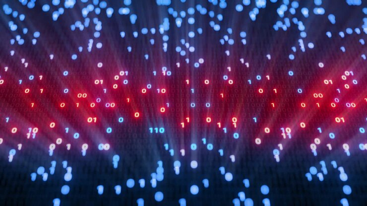 Hacking digital binary code matrix 01 background loop.