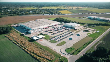 aerial view of goods warehouse