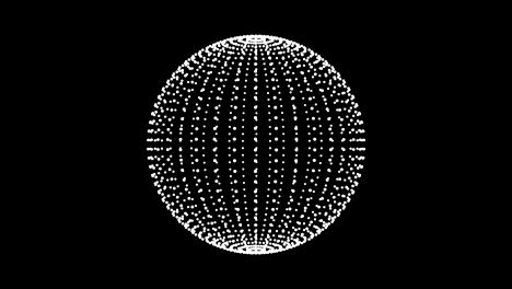 3d sphere of white particles rotating on a black background