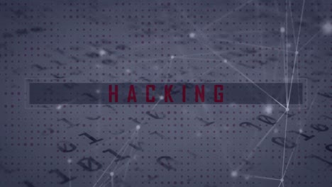 animación de redes de conexiones y codificación binaria sobre texto de hacking