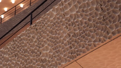 Static-shot-of-the-special-design-sound-treatment-honeycomb-patterns-on-the-walls-of-the-Elbphilharmonie-in-Hamburg,-Germany