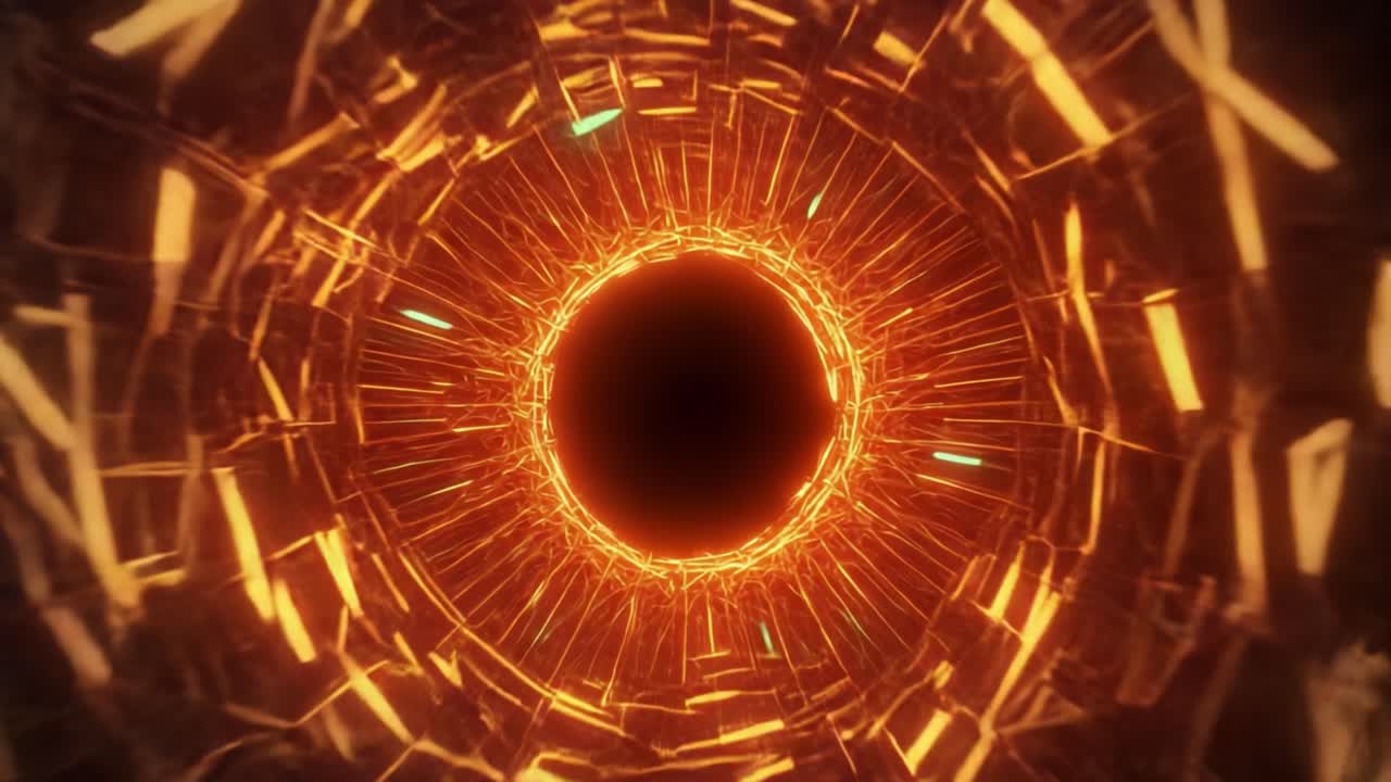 Explore a mesmerizing vortex filled with swirling orange and yellow energy. The glowing patterns radiate intensity as they spiral inward, creating an immersive visual experience. This captivating display of light and motion draws viewers into its depths, inviting them to feel the vibrant energy and 