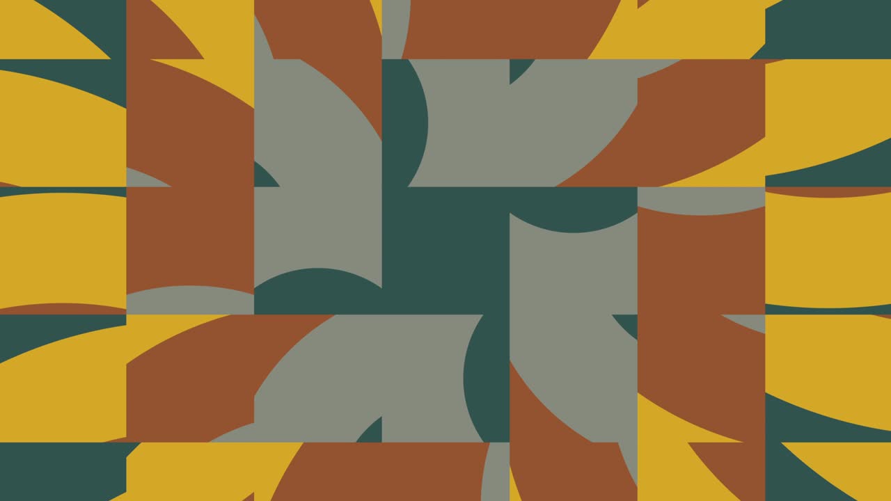 azulejos abstractos en la variación de la paleta multicolor de moda. animación sin costuras con formas básicas. simple fondo gráfico de movimiento geométrico