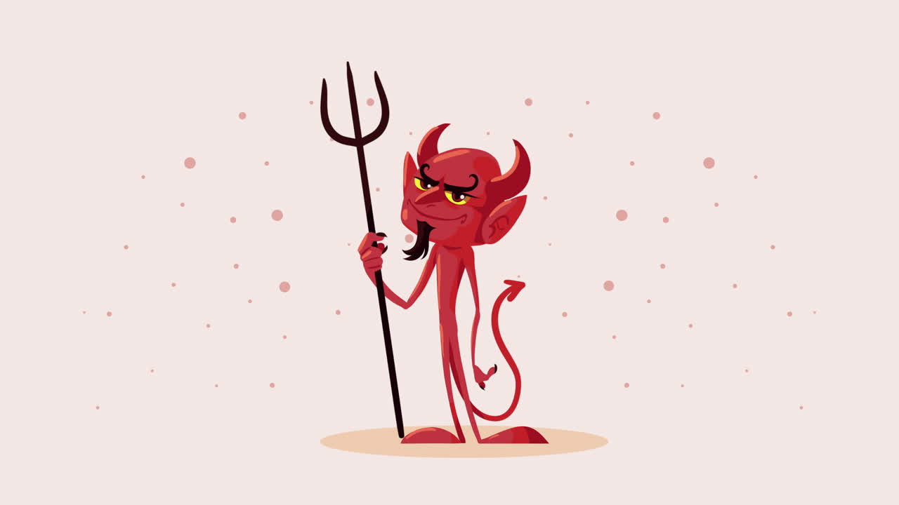 feliz animación de halloween con el diablo