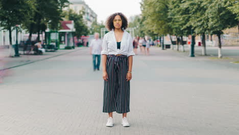 woman in a city street
