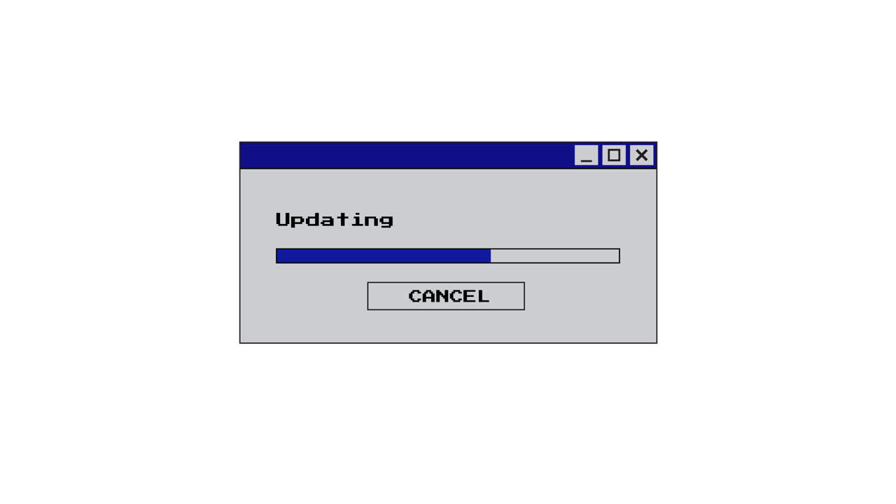 Retro Computer Window Showing Update Progress Bar Animation