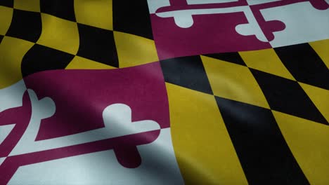 bandera del estado de maryland ondeando en el viento. bucle sin costuras con textura de tela muy detallada