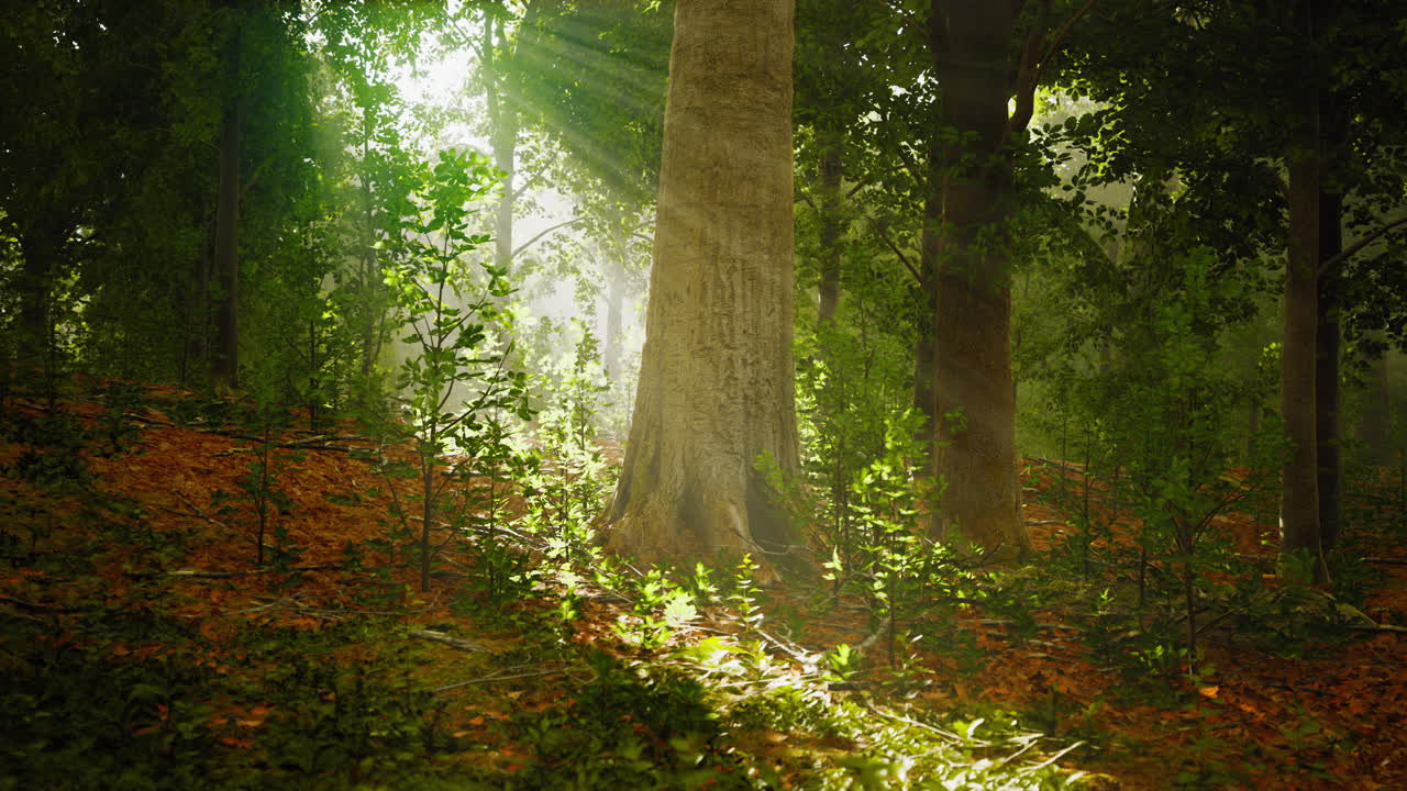 niebla de verano en el bosque