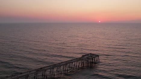 Salida-Aérea-Del-Amanecer-Wrightsville-Beach-Nc,-Carolina-Del-Norte