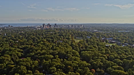 new haven connecticut aerial v20 panoramic pan shot capturing the beautiful nature across prospect hill historic district and east rock neighbourhoods - shot with inspire 2, x7 camera - october 2021