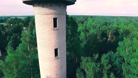 aerial view of an old soviet water tower