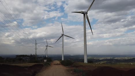 windmills on top of ngong hills in nairobi, kenya.