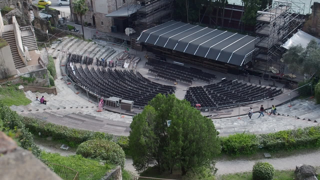 Ancient Roman Theatre with Stage Setup