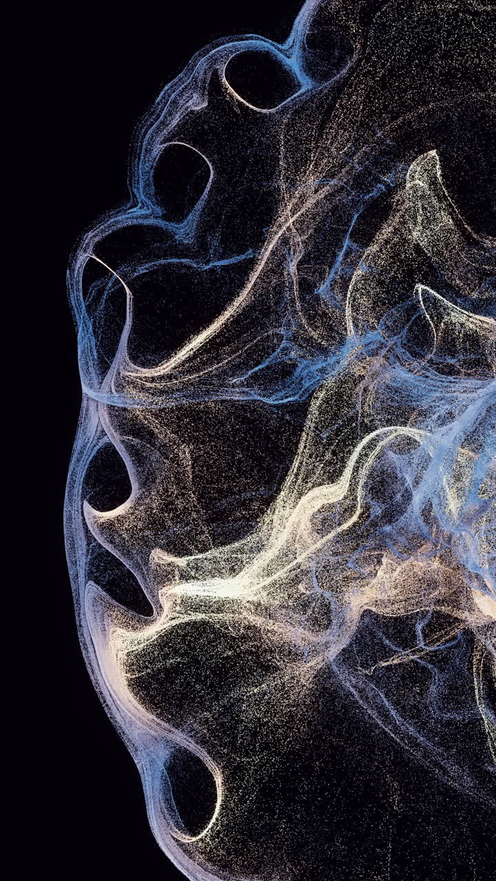 Flowing particles, wave pattern background, 3d rendering.