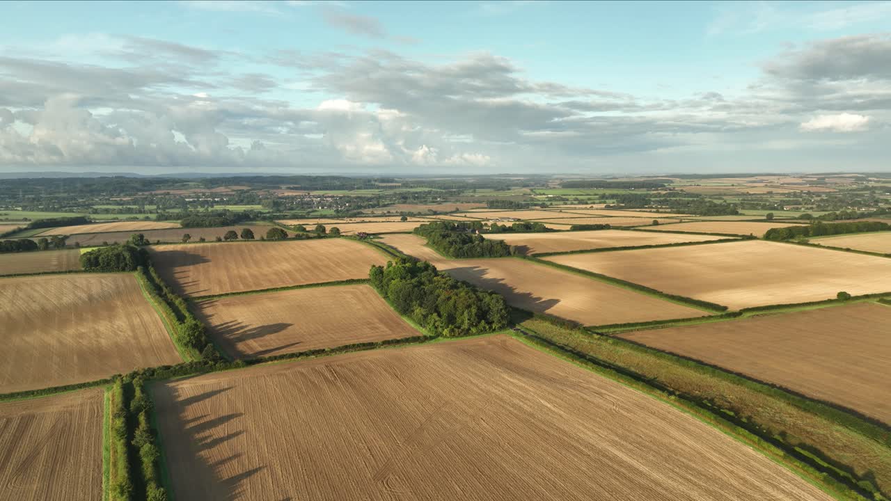 Aerial shot over the Dorset countryside on a summers morning
