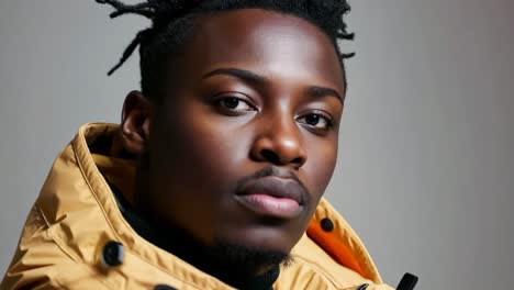 a man with dreadlocks wearing a yellow jacket