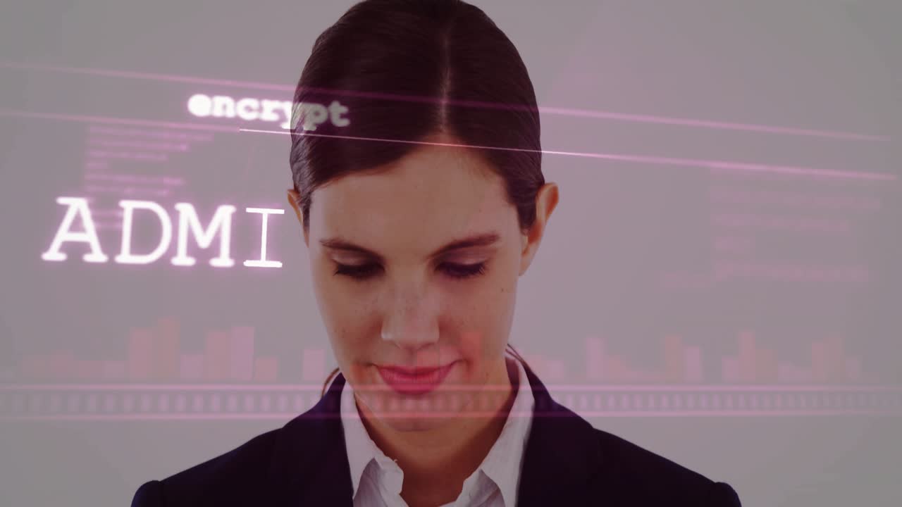 IT administrator in white sliding encrypted transfer overlay tapping phone animating ADMINISTRATOR