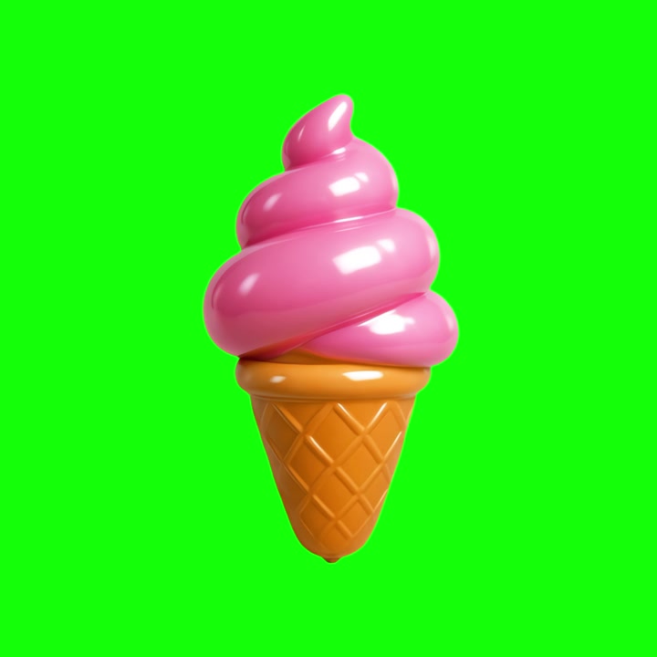 Cono gelato soft rosa su green screen