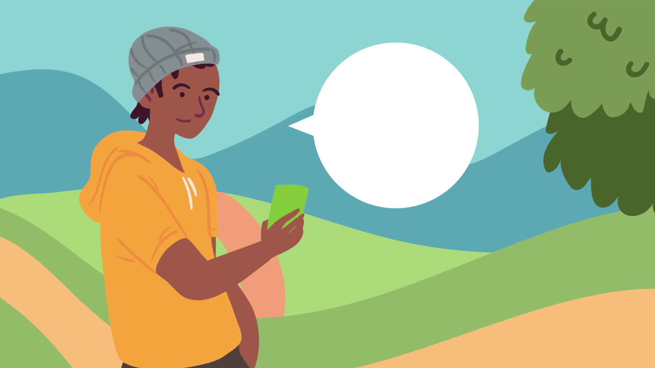 afro man using smartphone device