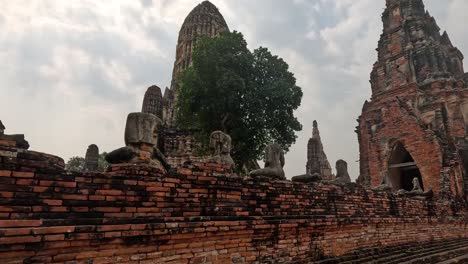 slow panoramic view of historic temple ruins