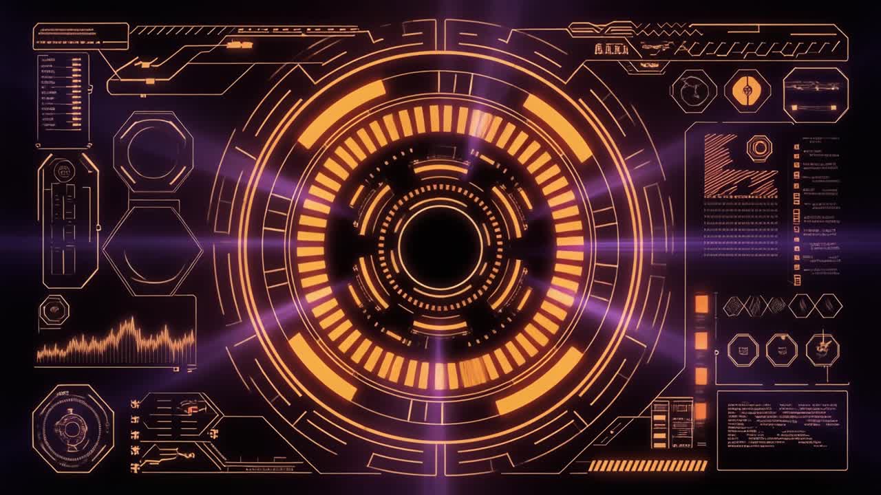 Glowing Futuristic User Interface with Digital Data Animation