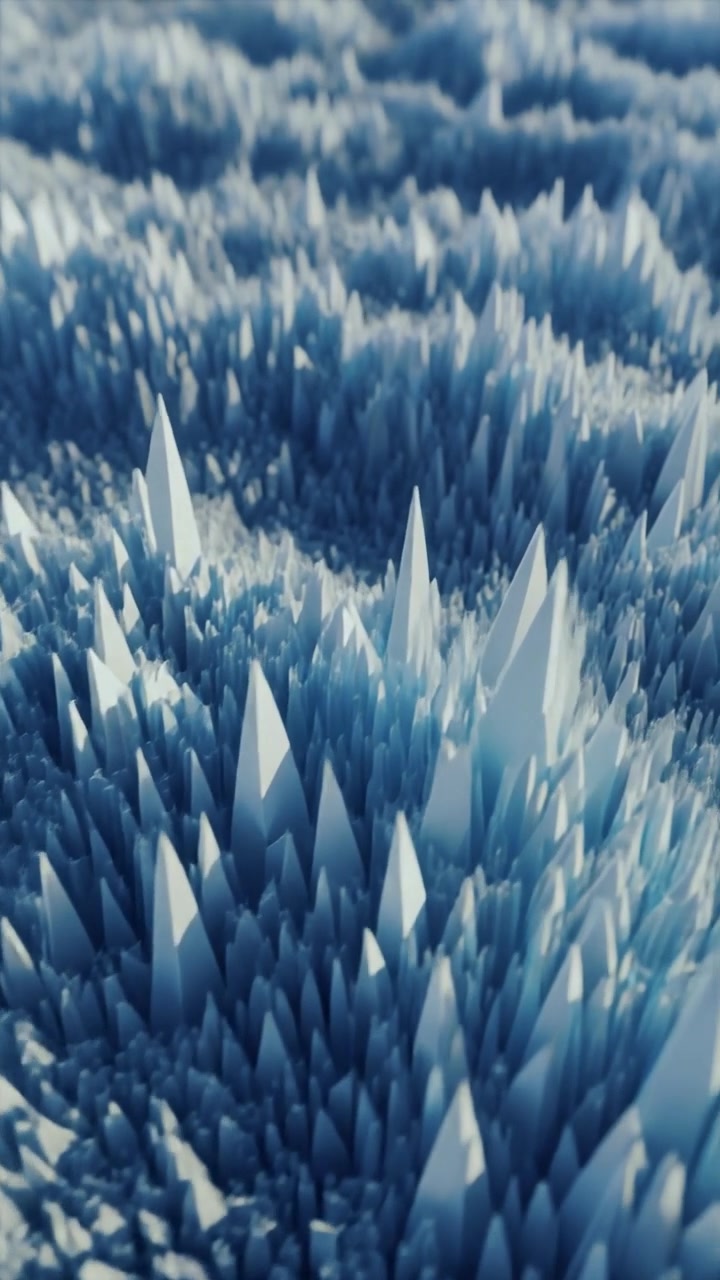 Abstract 3D Animation of Moving Blue Geometric Spikes