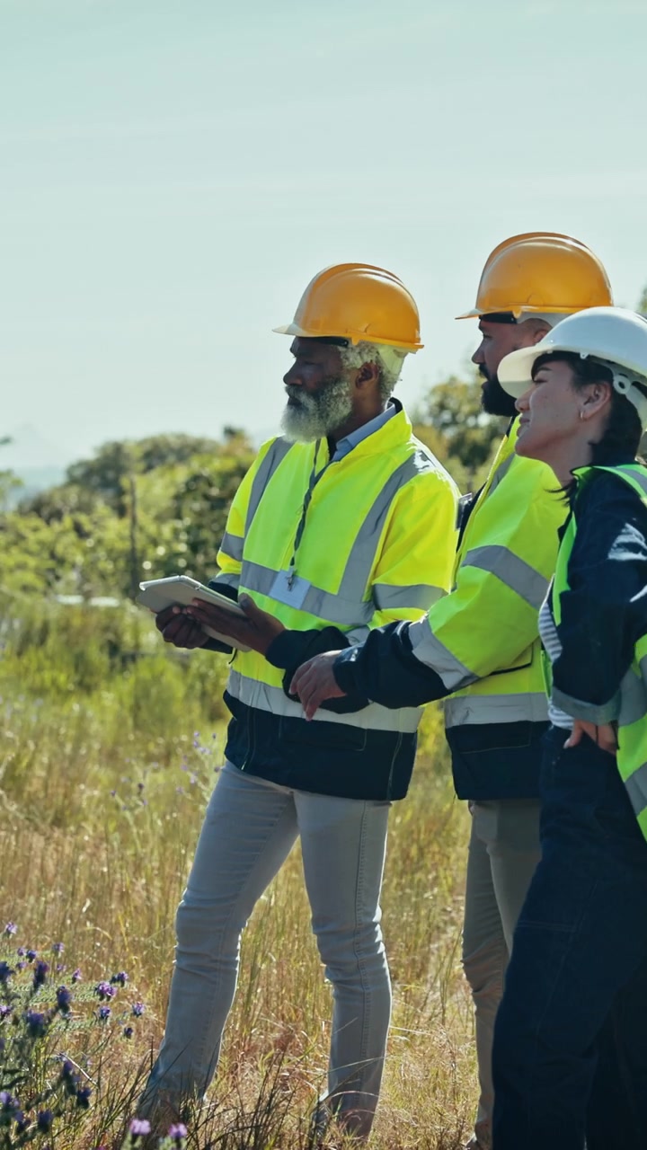 Engineers Inspecting Solar Panels at a Renewable Energy Site