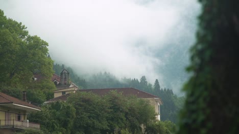 foggy morning in konitsa a traditional village in epirus region in greece moody day shot traditional lifestyle