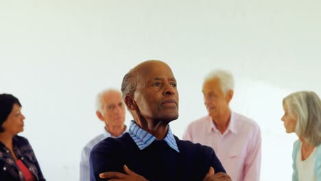 Senior man sitting at health center 4k