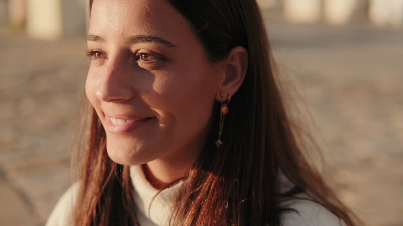 Smiling Woman in Seville at Golden Hour