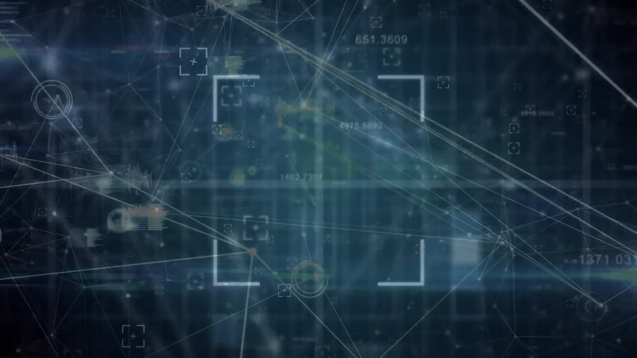 Animation of diverse data processing on dark blue background