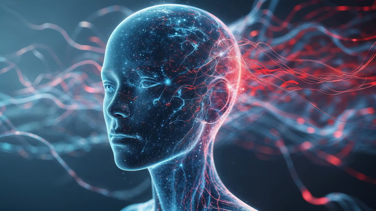 Futuristic Digital Brain with Glowing Neural Pathways