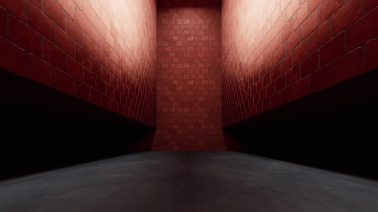 벽돌 벽으로 된 빈 방, 3d 렌더링