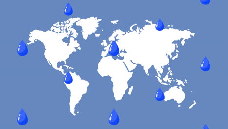 world map with rain drops