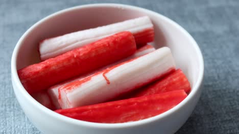 crab sticks in a white bowl