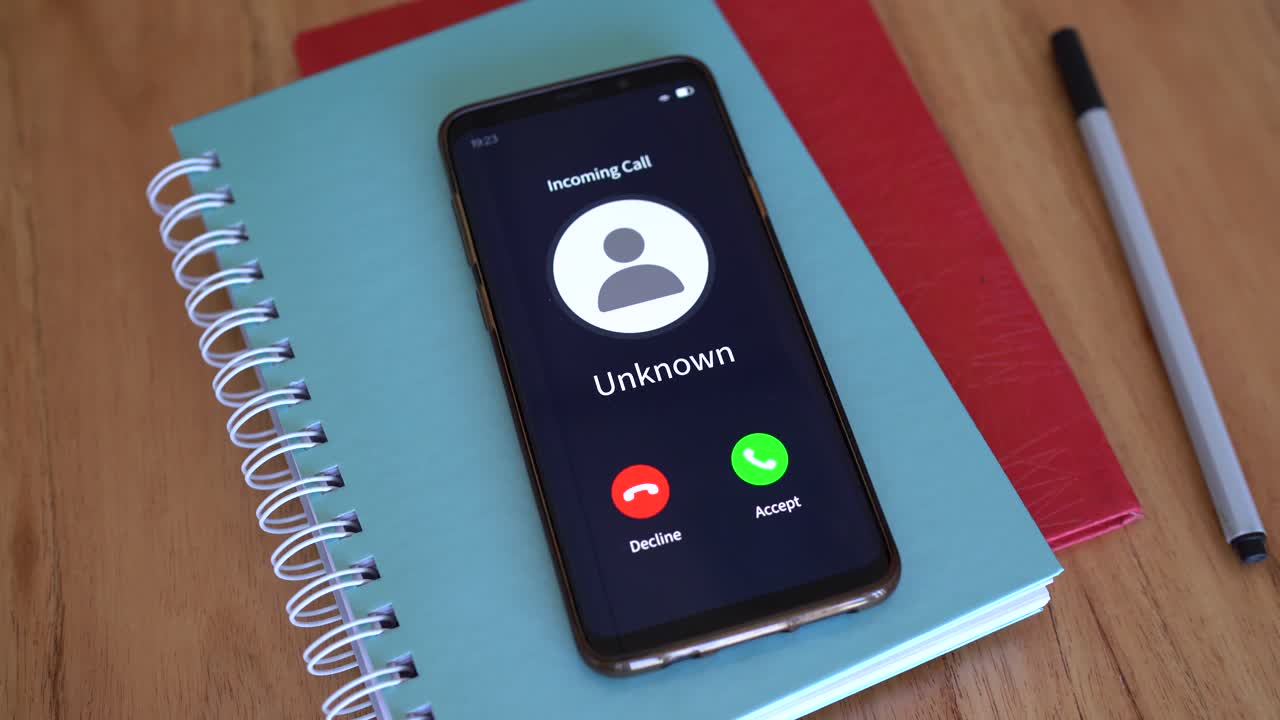 Incoming call from unknown number. Concept of getting calls on privacy mode.