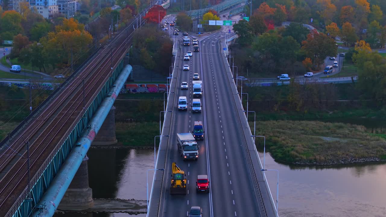 Warsaw City capital transportation infrastructure landmarks, aerial view