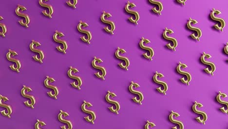 golden gold usd us dollar money sign logo on pink background 3d rendering animation