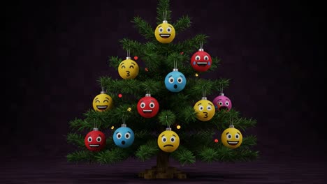 A Whimsical Christmas Tree Adorned with Colorful Emoji Ornaments, Bringing Joyful Expressions and Bright Lights to the Holiday Season