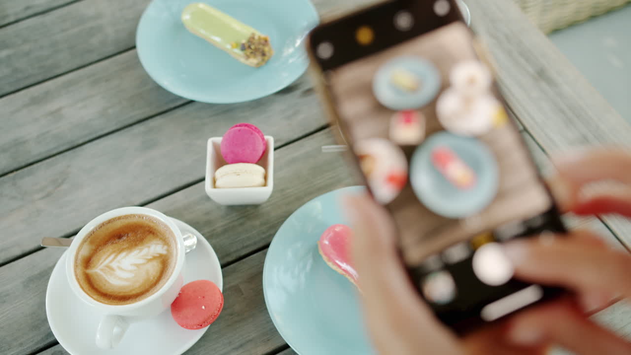 Taking a photo of delicious treats and coffee