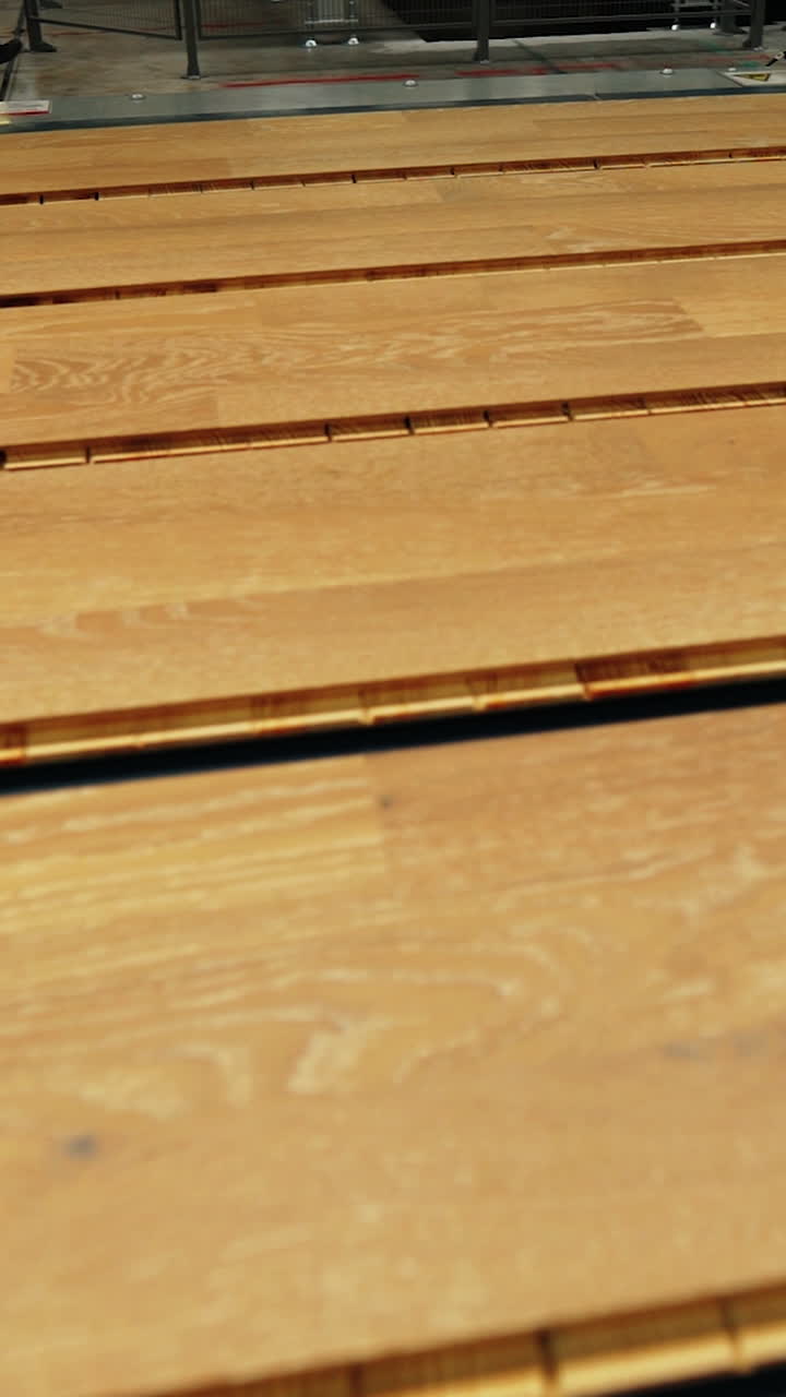production line on parquet factory Vertical video