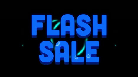 Flash-Sale-Textanimation-Mit-Leuchtenden-Blauen-Und-Grünen-Effekten-Auf-Schwarzem-Hintergrund