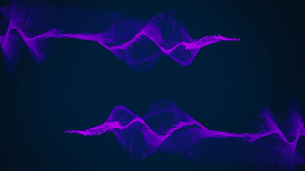 Animation of purple glowing mesh moving on black background