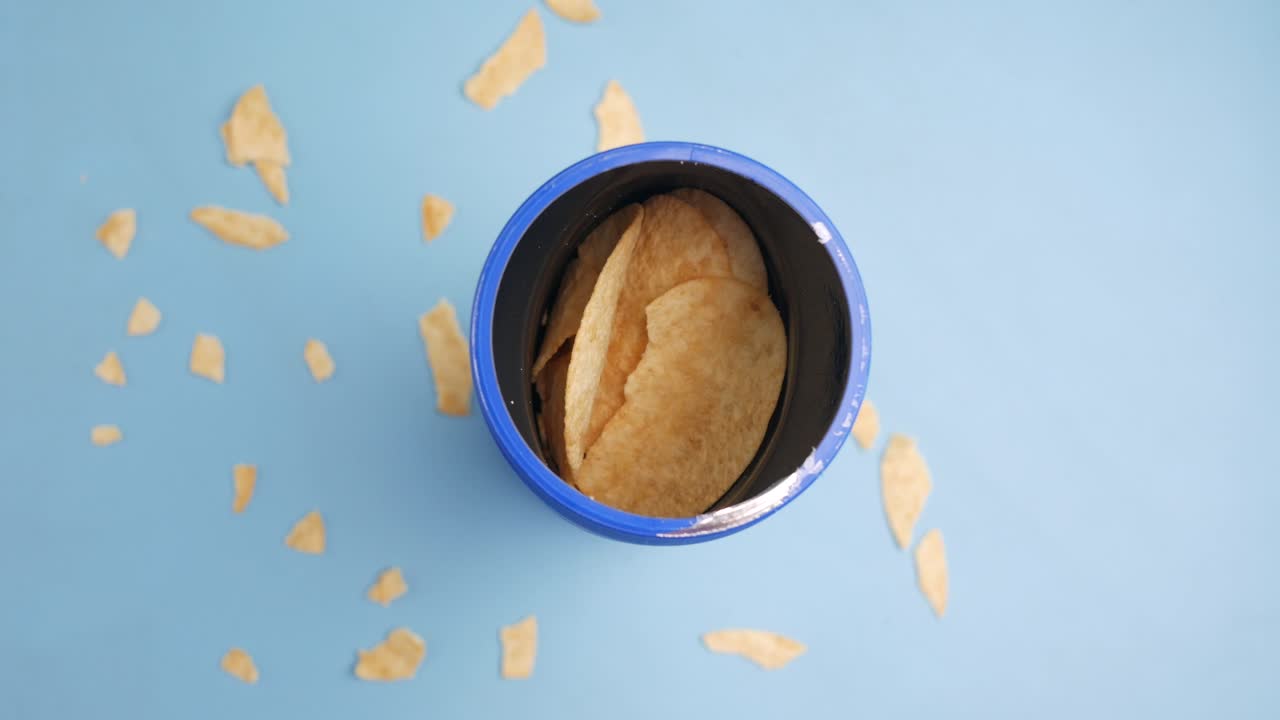 Open Container of Potato Chips