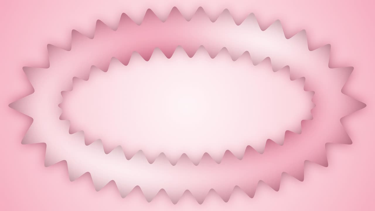 Animazione di una cornice ellittica rosa a zigzag con gradiente, in stile cartone animato